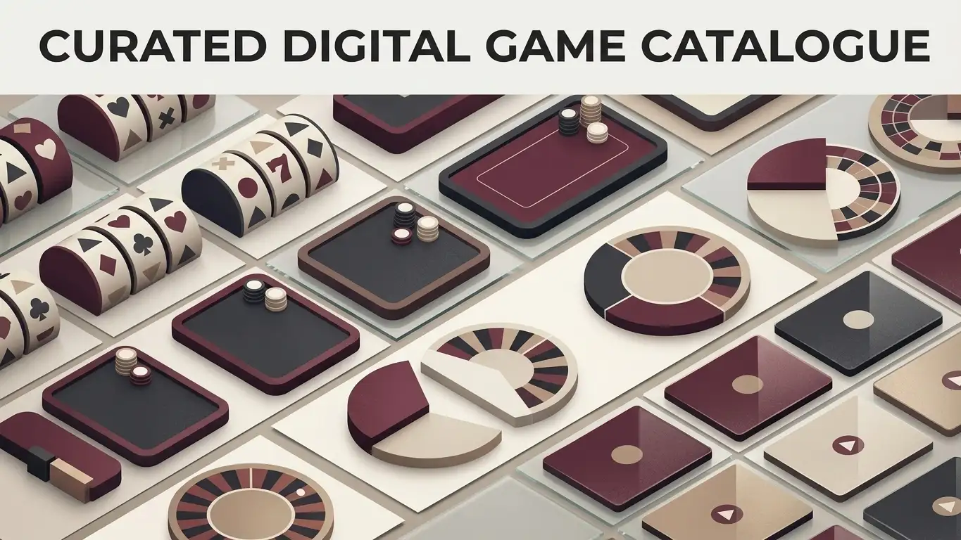 Illustration of casino game categories on a digital entertainment grid